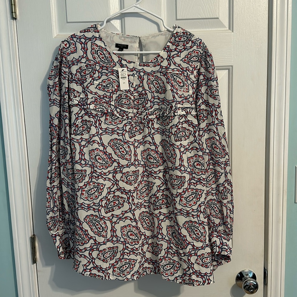 Talbots Top Blouse women’s 2x Paisley Viscose Long Sleeve Multicolored NWT